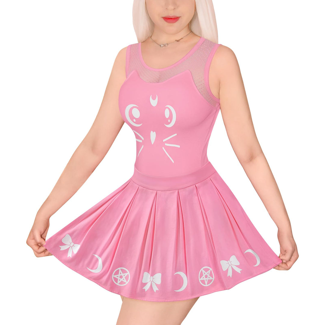 LittleForBig Baumwolle Strampler Onesie Pyjamas Bodysuit –Luna Einteiler Rock Set S Rosa, S Rosa