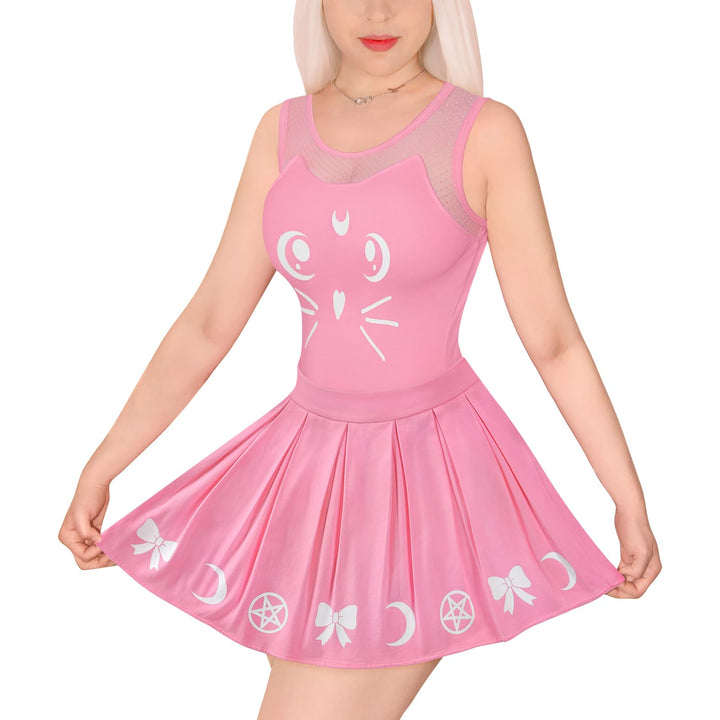 LittleForBig Baumwolle Strampler Onesie Pyjamas Bodysuit –Luna Einteiler Rock Set S Rosa, S Rosa