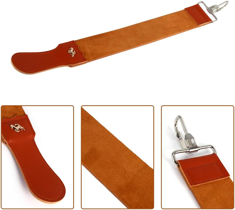 Leder Streichriemen Schärfen, Barber Straight Razor Strap Folding Sharpener Schärfset Lederriemen, H