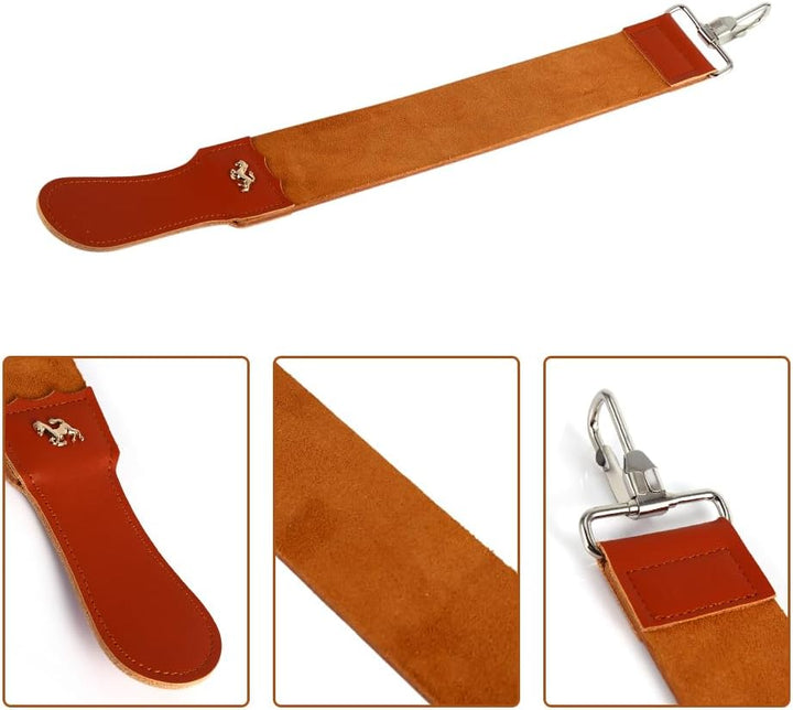 Leder Streichriemen Schärfen, Barber Straight Razor Strap Folding Sharpener Schärfset Lederriemen, H