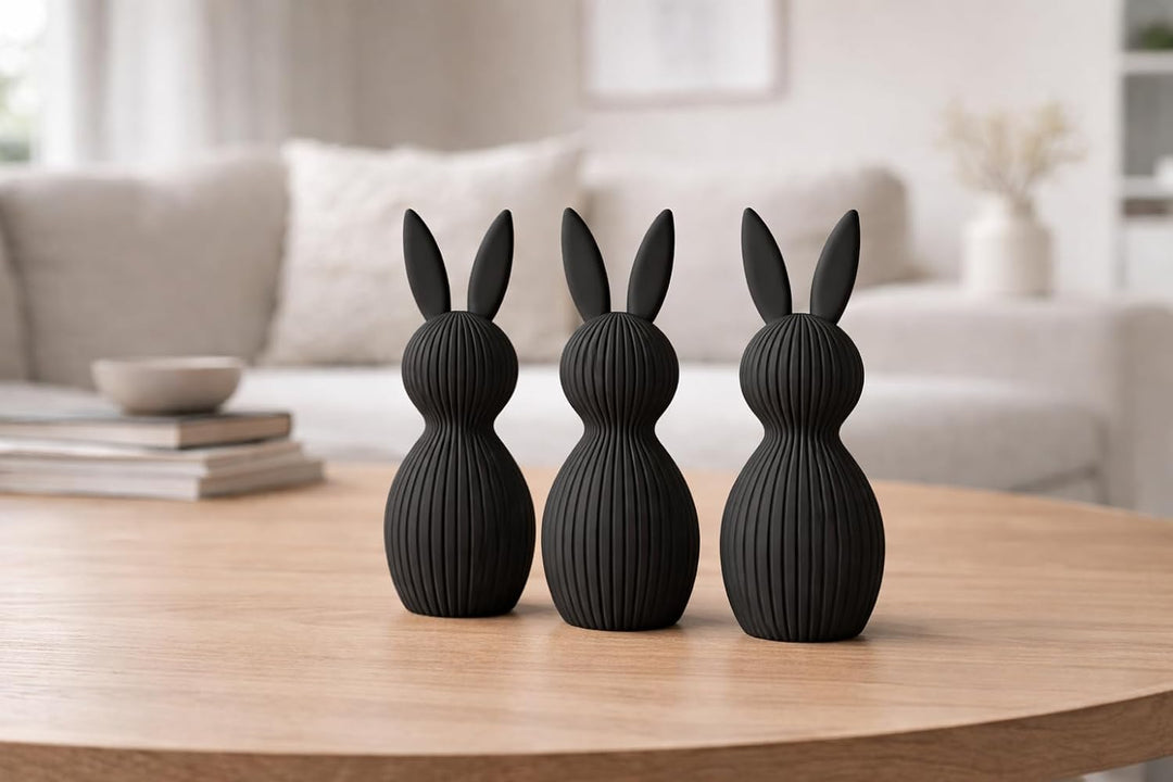ALBA Hasen Deko 3er Set 12 cm – 3D Druck Deko Figuren im Skandinavischen Stil – Moderne Osterdeko Mi
