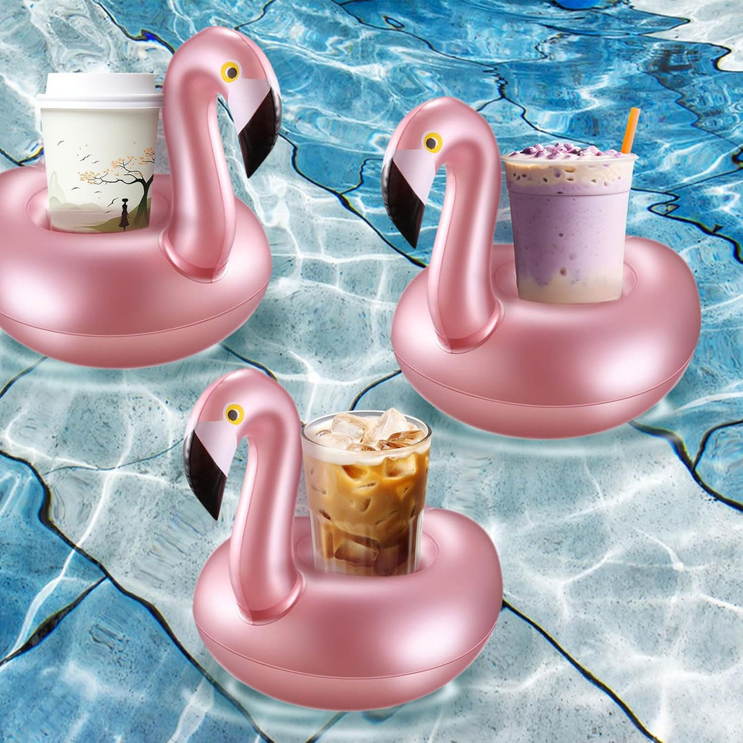 Aufblasbarer Getränkehalter Flamingo, 12 Stück Flamingo Schwimmring Getränke, Flaschenhalter Pool Sc