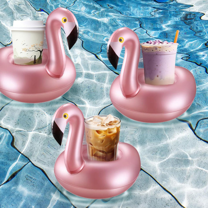 Aufblasbarer Getränkehalter Flamingo, 12 Stück Flamingo Schwimmring Getränke, Flaschenhalter Pool Sc