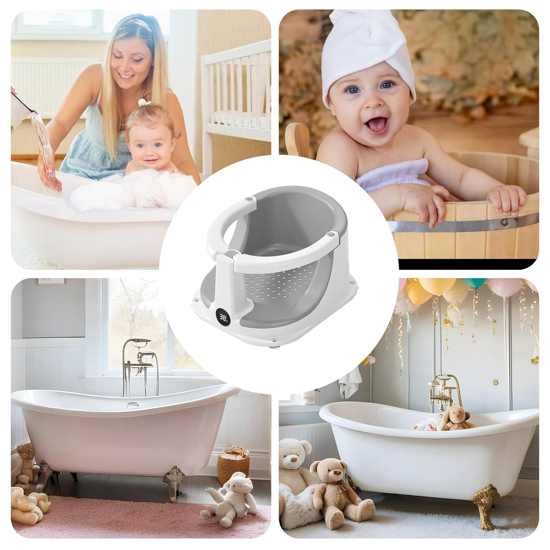 Baby Badewannen Sitzhilfe | Rutschfester Badesitz Mit Temperatur-Sensor Für Sitzende Babys,Sicherhei