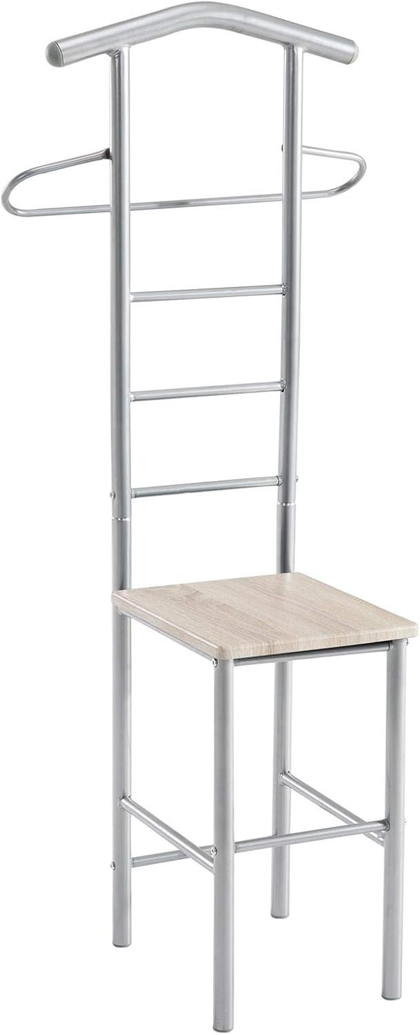 CARO-Möbel Herrendiener 2er-Set JIVO Kleiderständer Garderobenständer, Metall grau und MDF in Sonoma