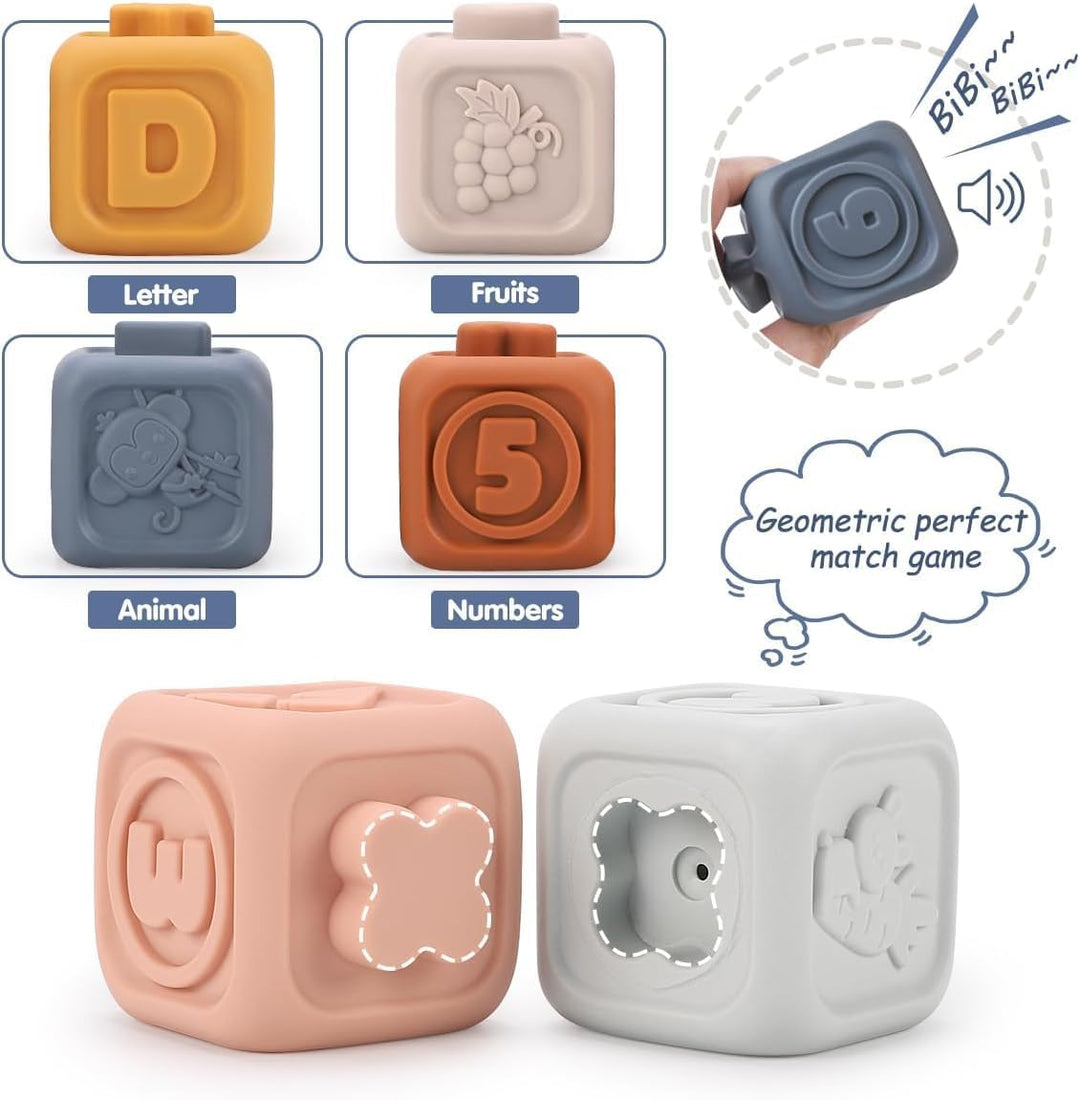 REMOKING Baby Stapelspielzeug ab 6 Monate – Montessori Baby Spielzeug aus Silikon, Stapelringe & Bau