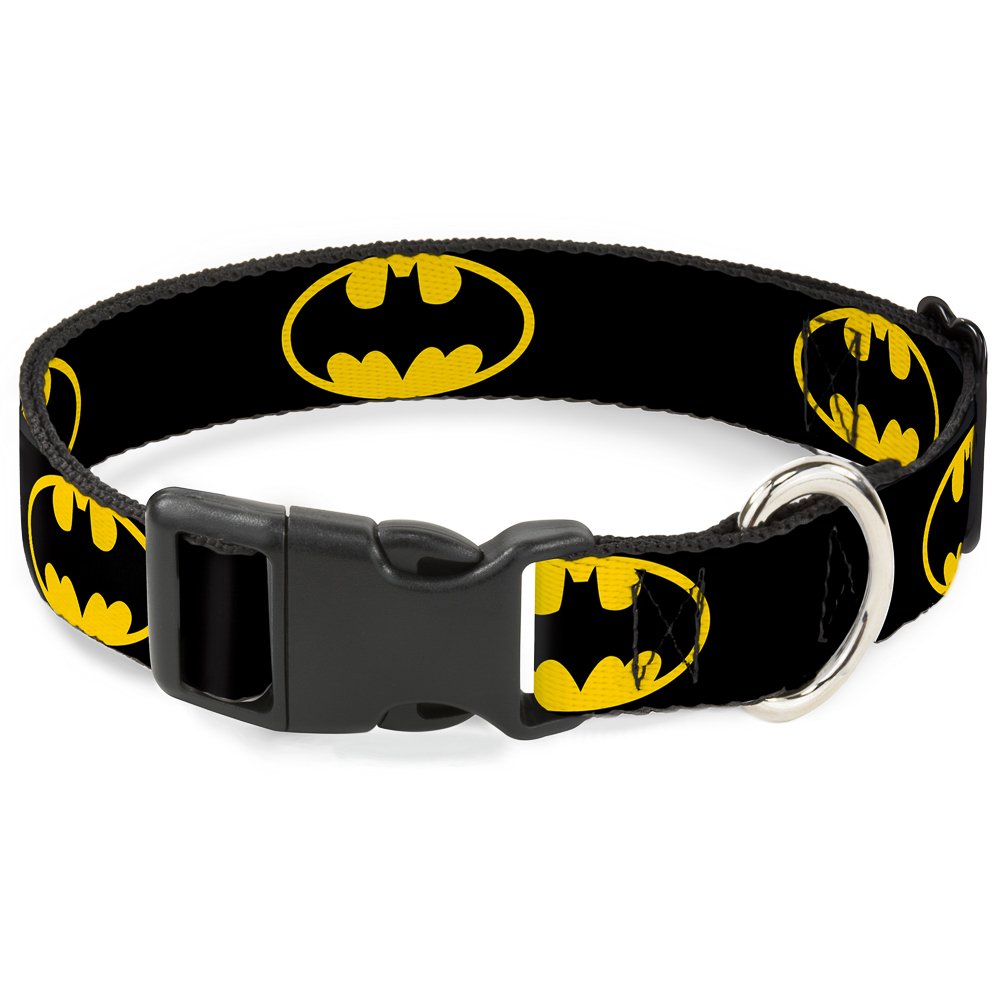 Buckle-Down Kunststoff-Halsband mit Clip, Batman-Schild, 2,5 cm breit, passend für Halsumfang von 38