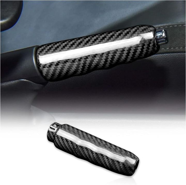 KUNGKIC Kohlefaser Auto Handbremse Griffe Abdeckung Innenverkleidung Handbremsgriffe Zubehör Dekorat