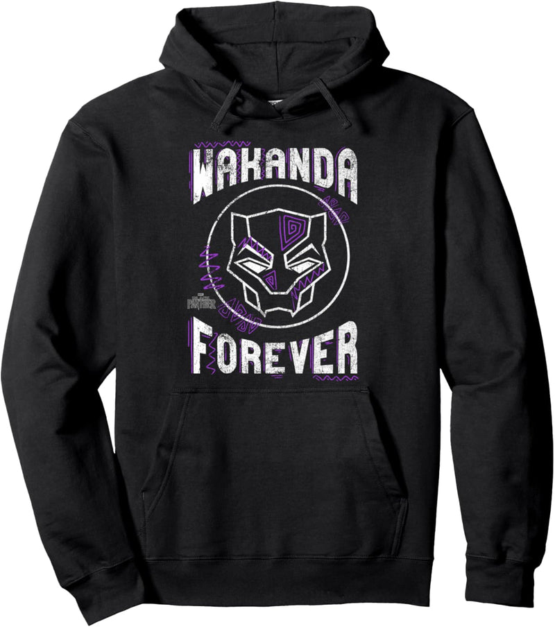 Marvel Black Panther Wakanda Forever Purple Tribal Pullover Hoodie
