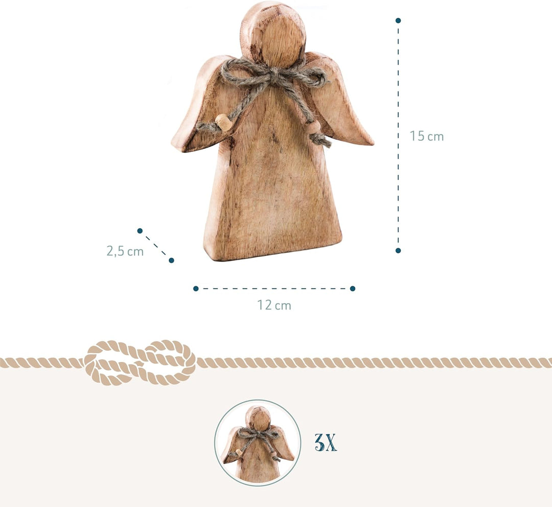 Logbuch-Verlag 3 Holzengel Engel zum Hinstellen Figur Schutzengel Geschenk Deko Geburtstag 15 cm aus