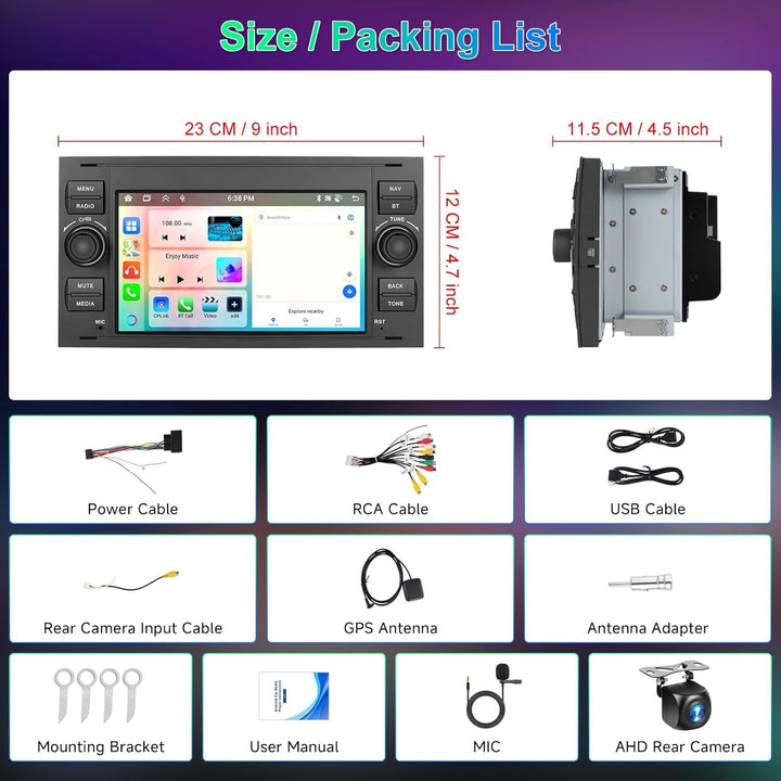 Hodozzy 8 Core 4G+64G Autoradio Android für Ford Transit Fiesta Focus Galaxy Mondeo C-Max S-Max Conn
