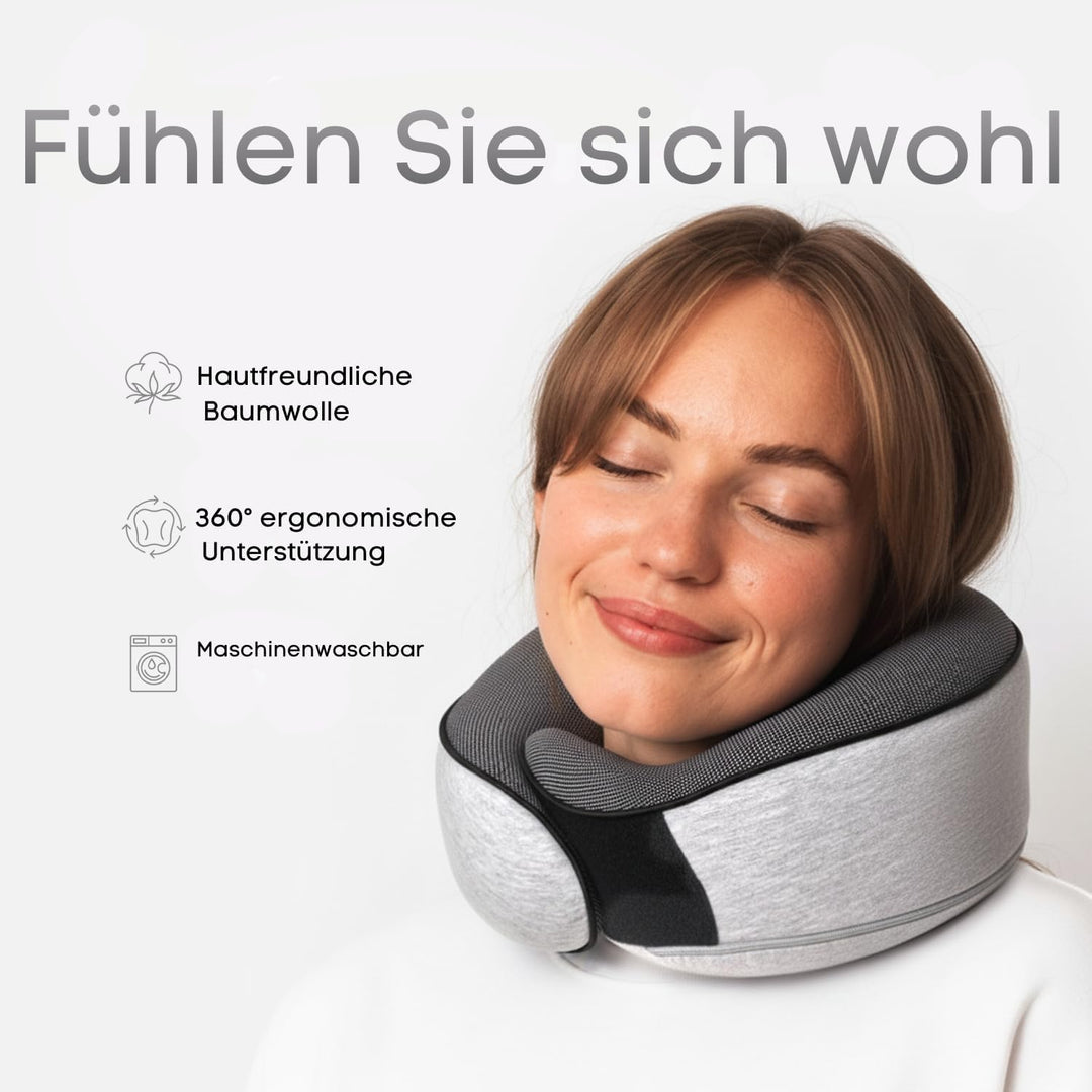 Proglobe Nackenkissen Flugzeug, Reisekissen 100% Memory Foam, Orthopädisches Nackenhörnchen, Ideal f