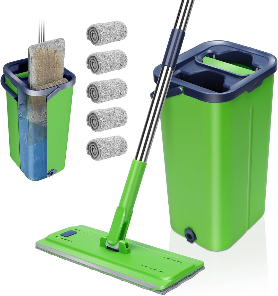 Masthome Wischmopp Set mit Eimer,138CM Wischmopp mit Auswringfunktion, Putzeimer mit Wischmop aus Ed