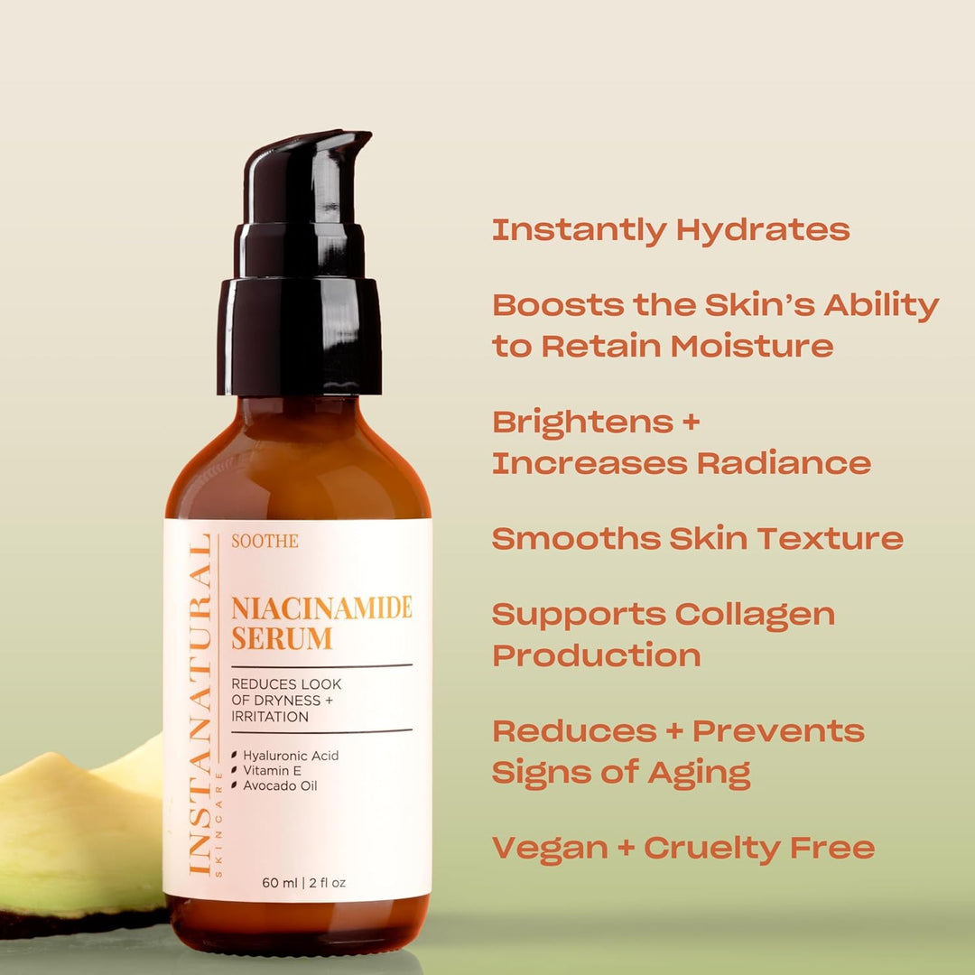 InstaNatural Niacinamid-5% Gesichts-Serum – Anti-Aging Feuchtigkeitsspender mit Vitamin B3. Reduzier