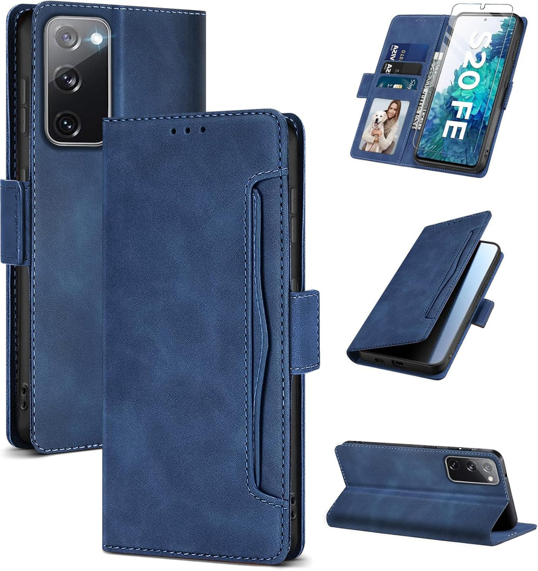 für Samsung S20 FE Hülle mit Schutzfolie Klapphülle Kartenfach Handyhülle für Samsung Galaxy S20 FE