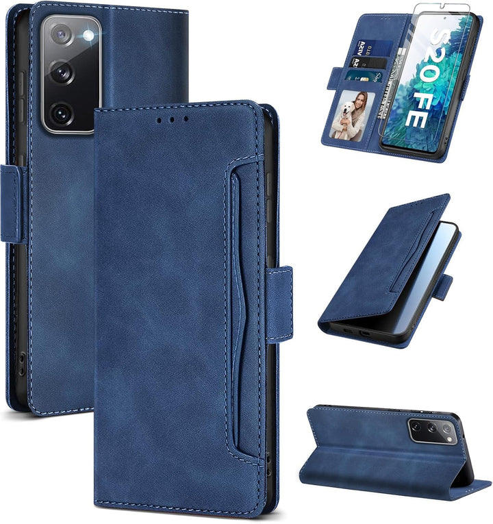 für Samsung S20 FE Hülle mit Schutzfolie Klapphülle Kartenfach Handyhülle für Samsung Galaxy S20 FE