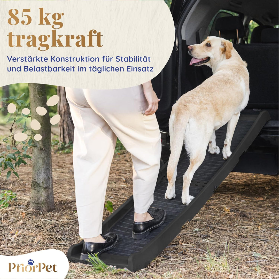 Hunderampe Auto Klappbar – 174 cm Lang & 38 cm Breit – rutschfeste Gummi Rampe für grosse Hunde – St