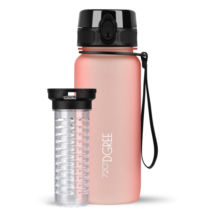 720°DGREE Trinkflasche “uberBottle“ 350ml, 500ml, 650ml, 1l softTouch +Früchtebehälter - Auslaufsich