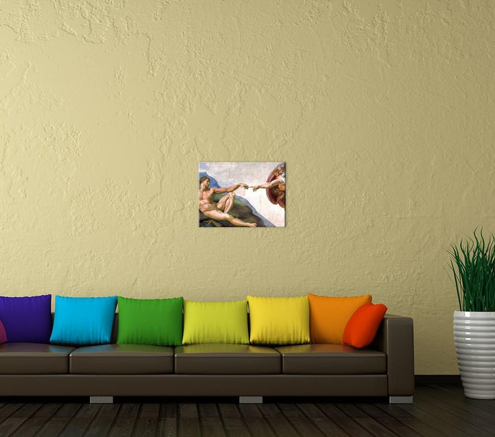 Bilderdepot24 Bild auf Leinwand | Michelangelo Die Erschaffung Adams in 60x50 cm als Wandbild | Wand
