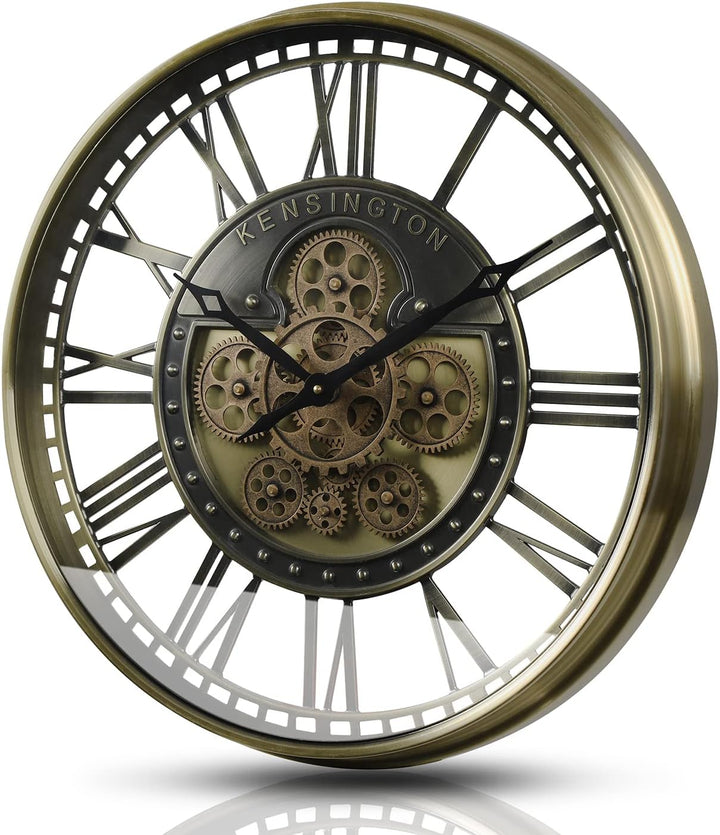Samilito Wanduhr mit echtem Bewegungsgetriebe Zahnrädern römische oder arabische Ziffern (Römische Z