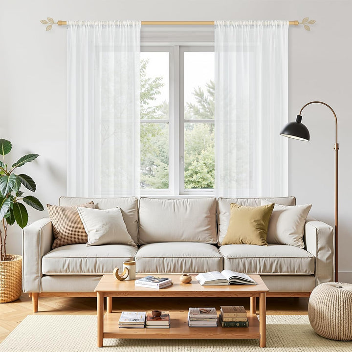 MRTREES Vorhänge Weiss Wohnzimmer 100x200cm (HXB) Vorhang Transparent Kinderzimmer Kurz für Stangend