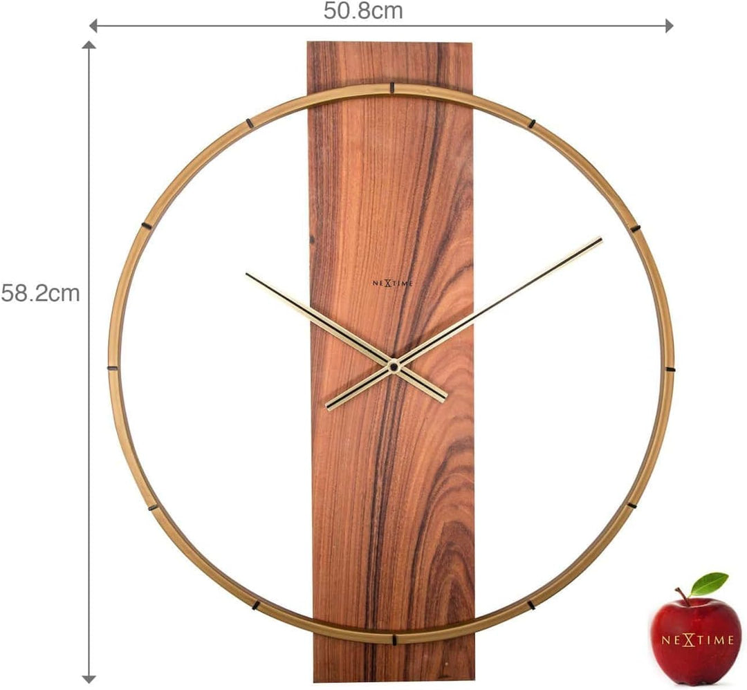 NeXtime Wanduhr "CARL", lautlos, aus Holz, Braun, 58,2 x 50,8 cm