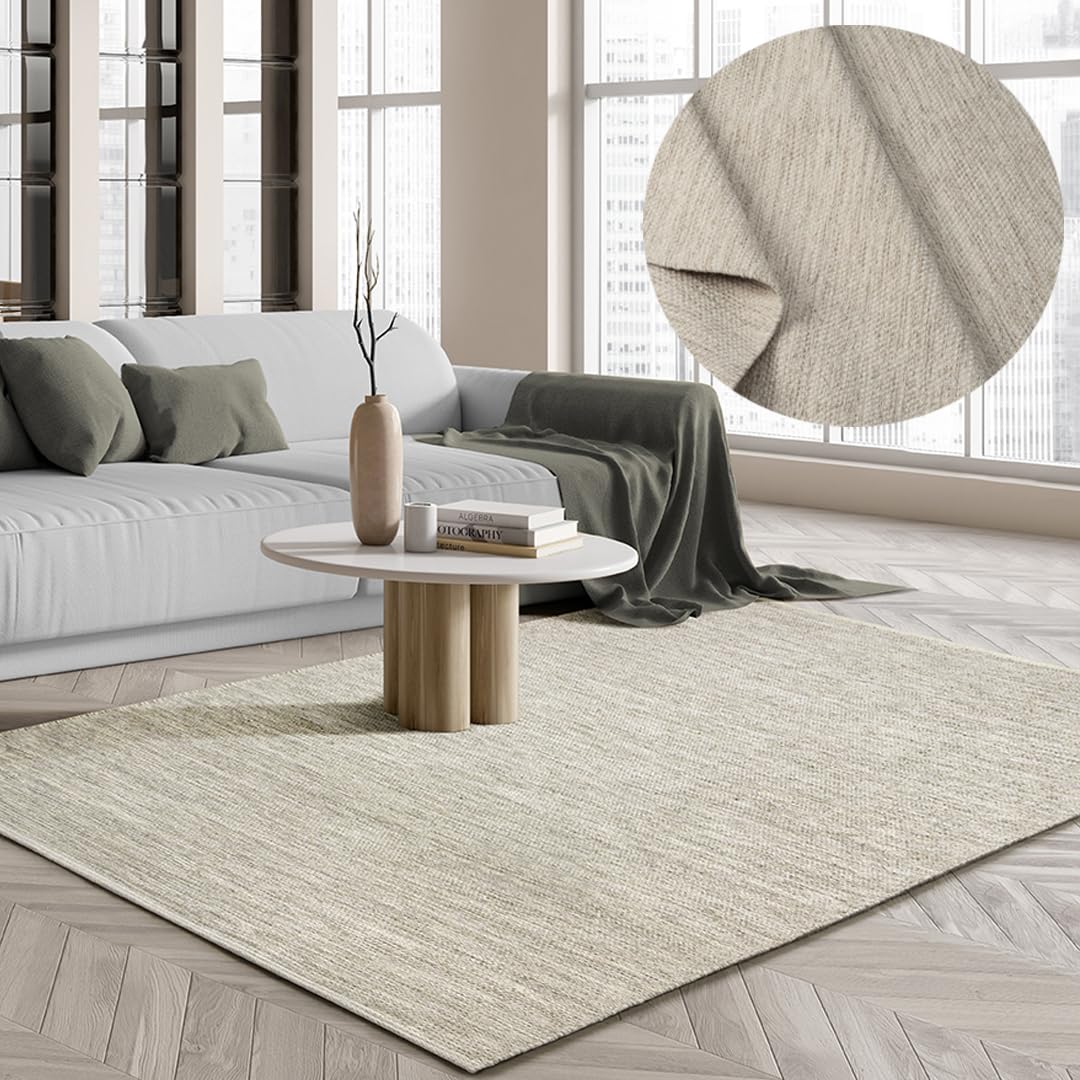 the carpet Boho Natur Wool Handgewebter Wollteppich im natürlichen skandinavischen Boho-Look, Handar
