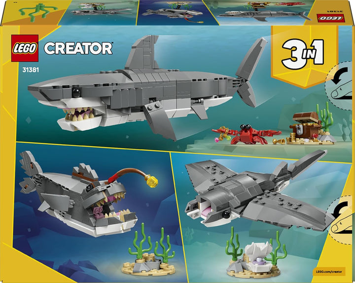 LEGO Creator 3-in-1-Set Wilder Hai mit Schatztruhe - Kreatives Spielzeug & Konstruktionsspielzeug -