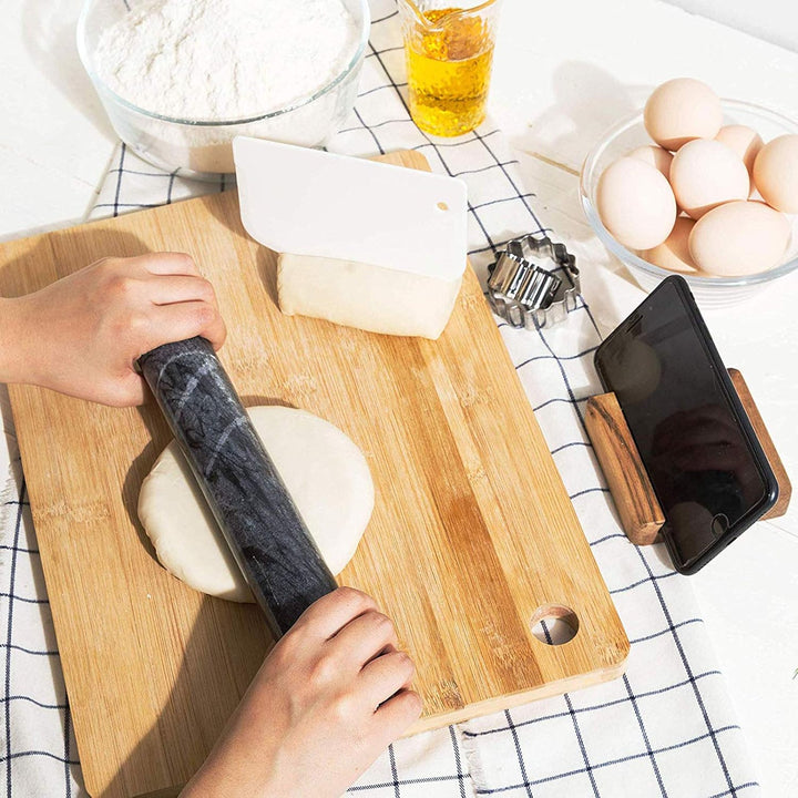 YINETTECH Marmor Nudelholz Französisch Poliert mit Holzhalter Set Teigrolle Backen Gebäck Pizza 12 Z