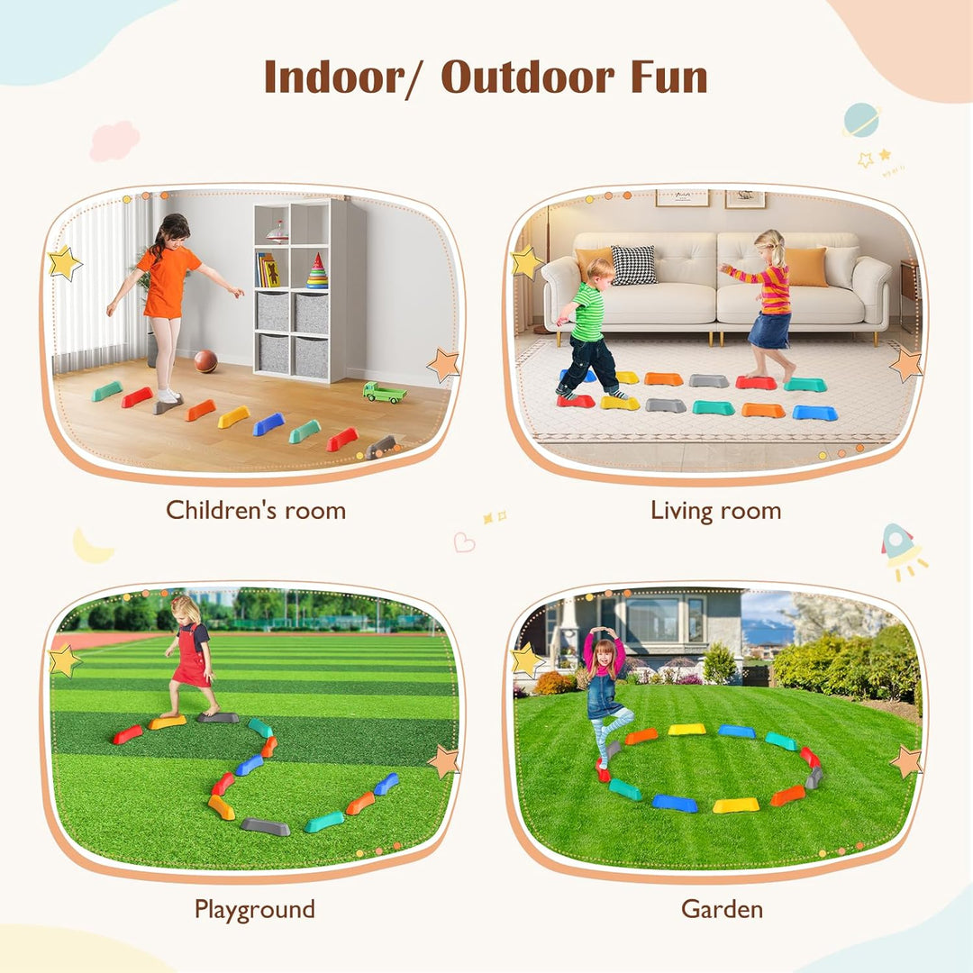 Balanciersteine für Kinder 12 Stück Fördert Gleichgewicht Koordination für Indoor & Outdoor Stapelst