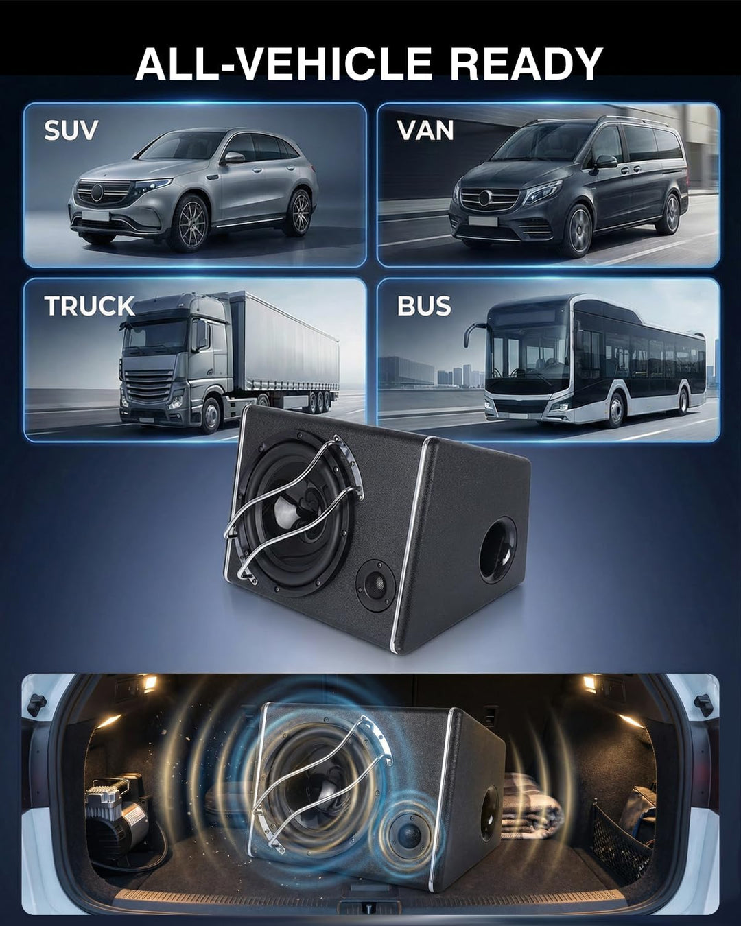 Kofferraum-Subwoofergehäuse mit Integriertem Verstärker, leistungsstarker Gehäuse Subwoofer mit 3800