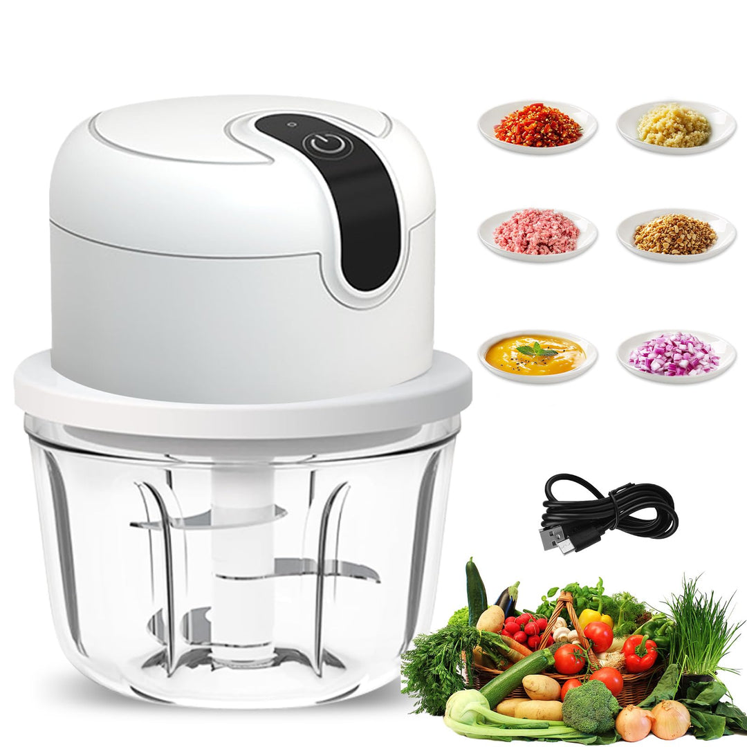 Elektrischer Küchenzerkleinerer, 350 ml Knoblauch Zerkleinerer, USB-Aufladung, Gemüsezerkleinerer, M
