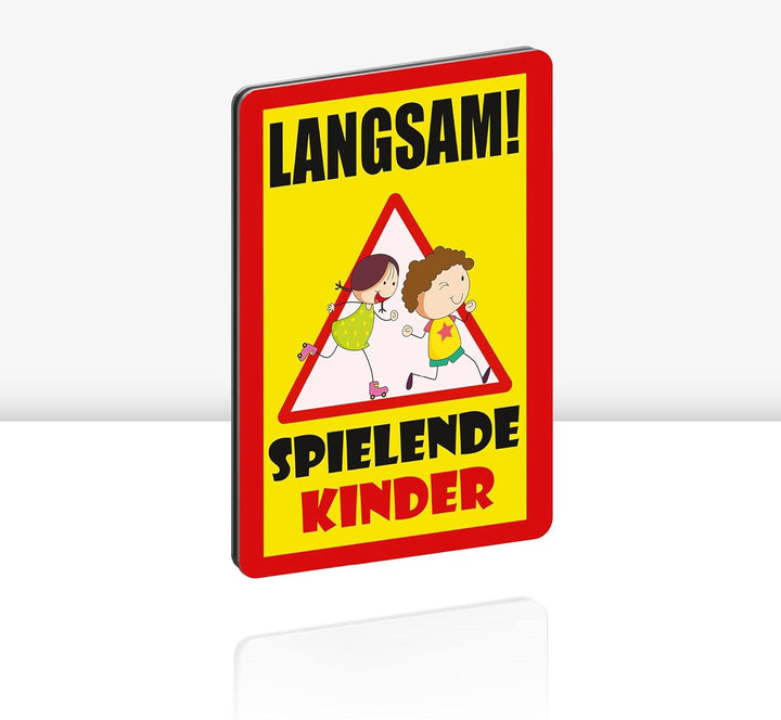 5 Stück XXL Langsam ! spielende KINDER Schild 30 x 40 cm Alu 3mm Alu-Dibond stabile Aluminiumverbund