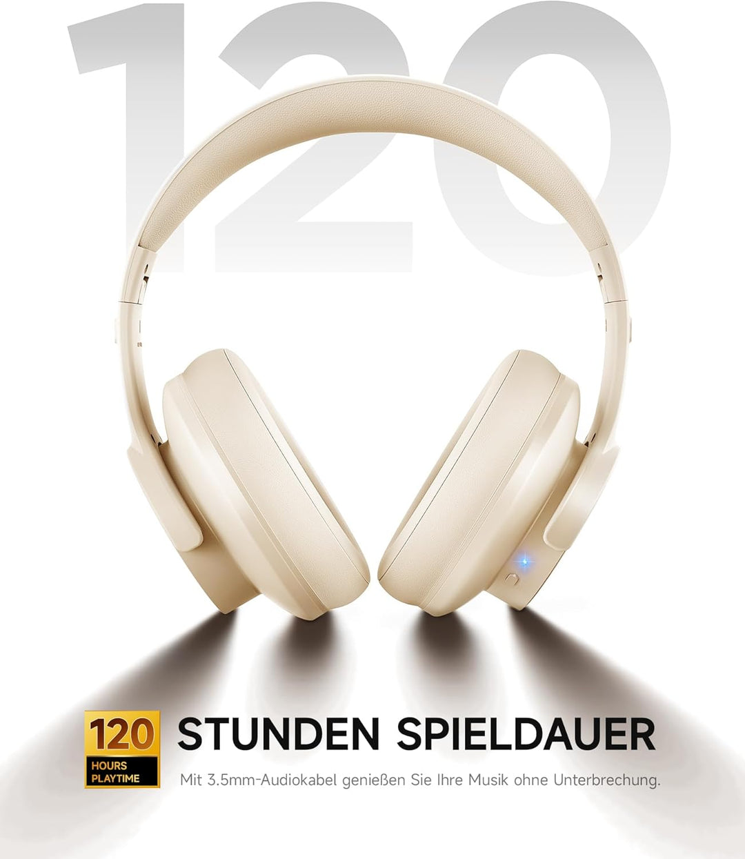 Picun B8 Bluetooth-Kopfhörer, 120H Spielzeit, kabellos, Bluetooth mit 3 EQ-Modi, niedrige Latenz, Fr