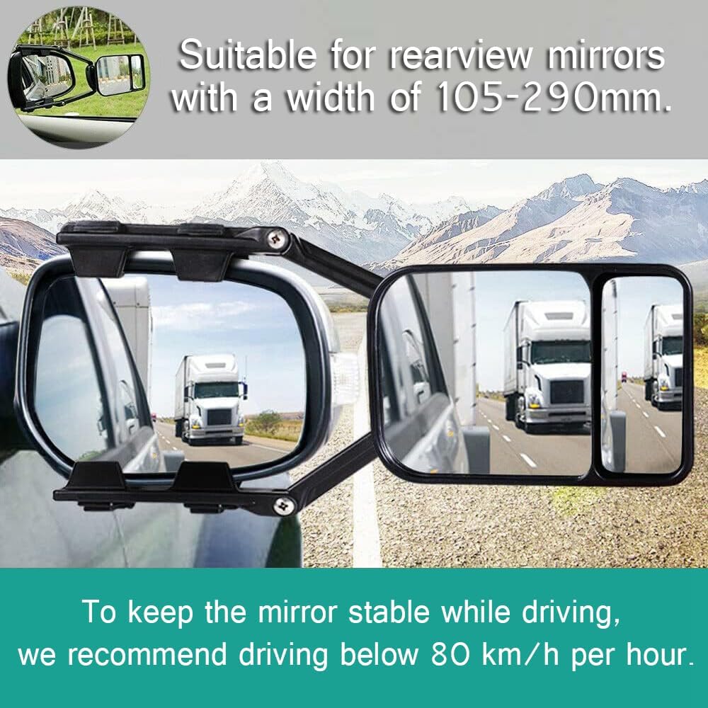 TOTMOX Anhänger-Abschleppspiegel, 1 Stück, verstellbarer Verlängerungsspiegel für Autoanhänger, Wohn