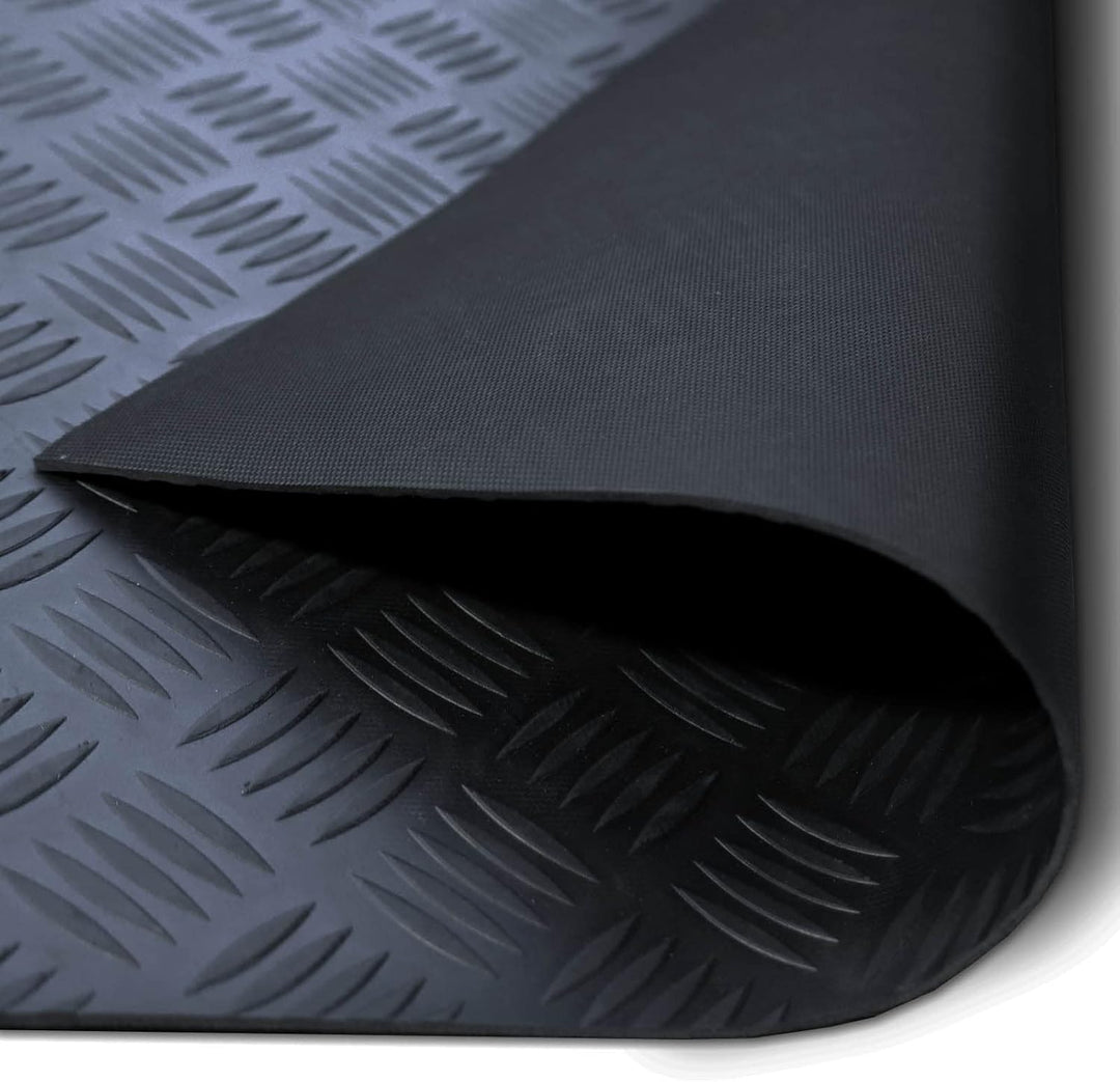 Nova Forma Gummiläufer Meterware Checker - 100 x 50 cm - Schwarz 3mm | Rutschhemmende Gummimatte mit