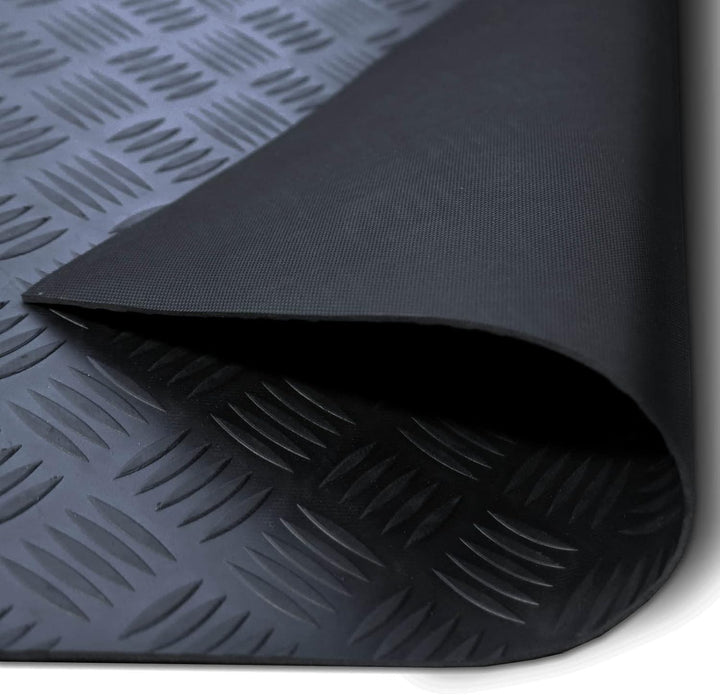 Nova Forma Gummiläufer Meterware Checker - 100 x 50 cm - Schwarz 3mm | Rutschhemmende Gummimatte mit
