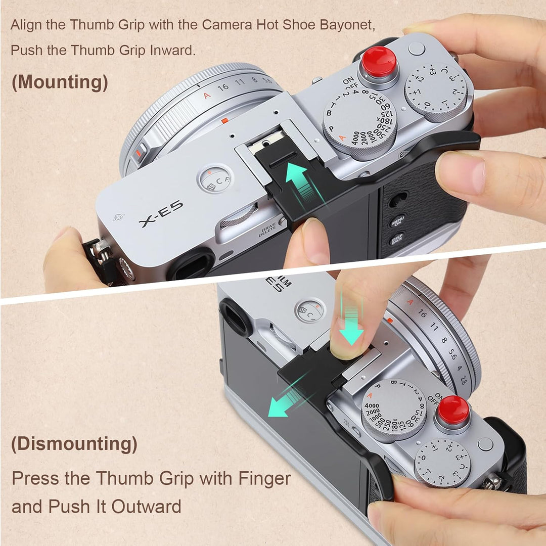 Haoge THB-XE5-B Daumen-Up-Griff für Fujifilm XE5 Kameragehäuse, digitales Zubehör, Metall, Blitzschu