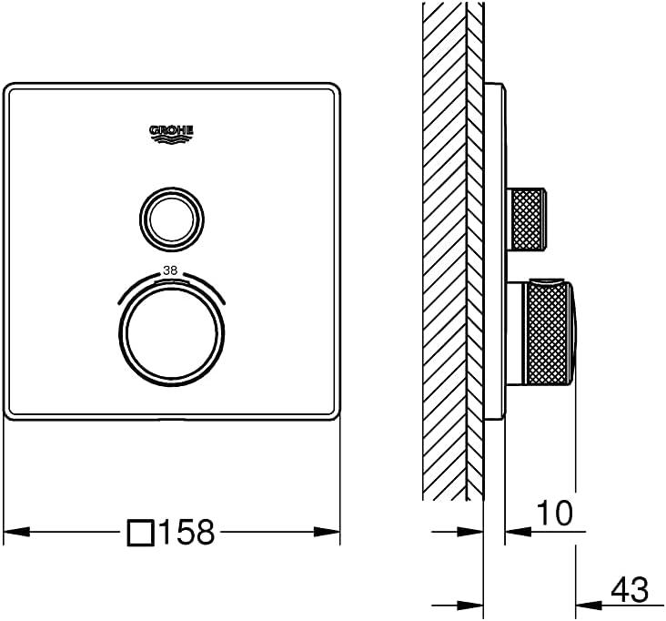 GROHE Grohtherm SmartControl Thermostat mit 1 Absperrventil (Fertigmontageset für Rapido SmartBox) c