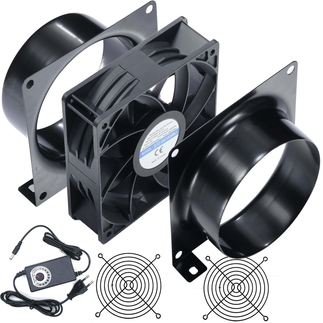DC12V Rohrventilator 100mm, 3000U/min Lüfter Axiallüfter Abluftventilator 100mm, mit 0~100% Dimmer,
