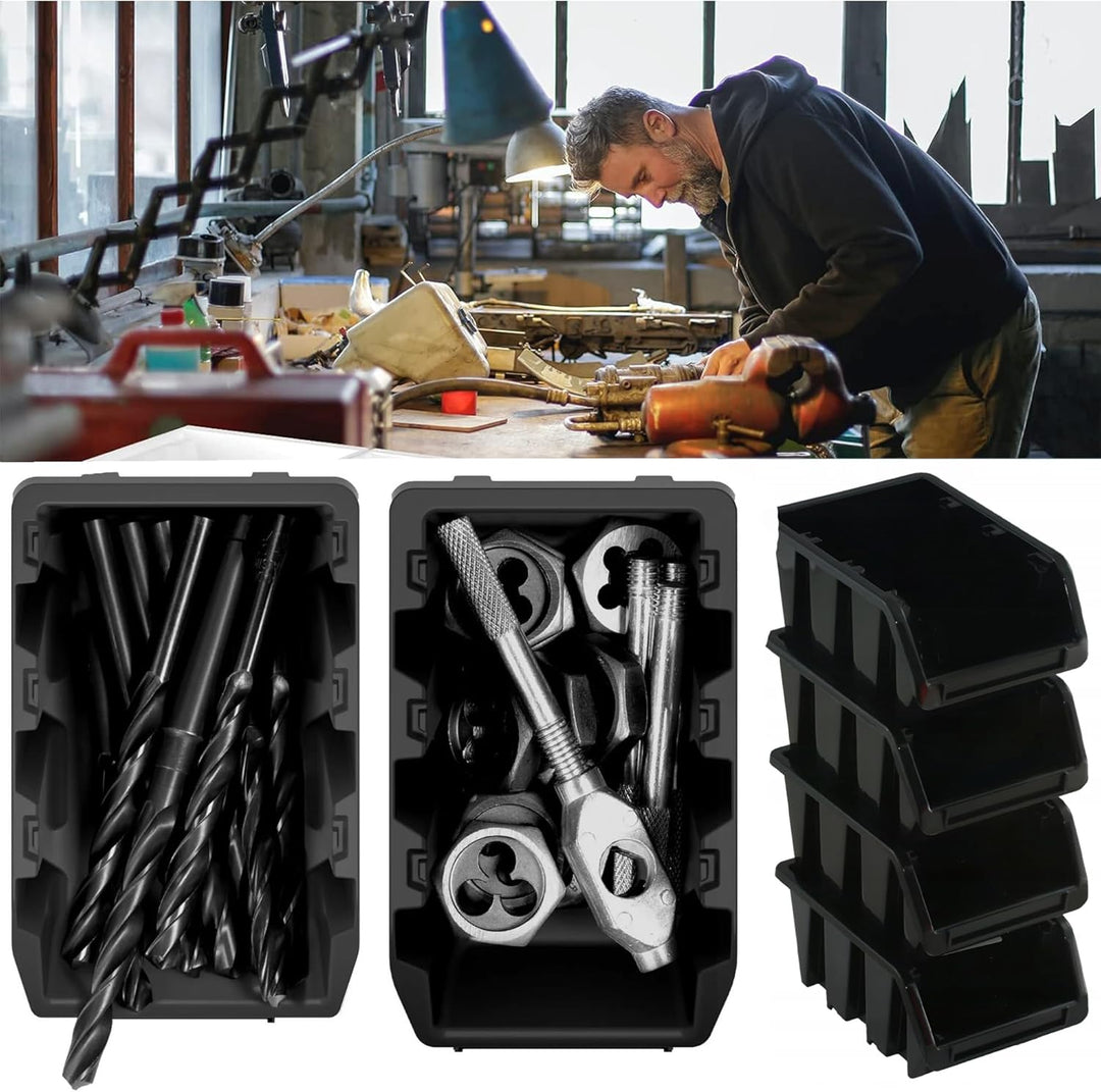 PECZEKO Werkstatt-Stapelkiste, Stapelbox aus PP Kunststoff, Sichtbox Stapelbox, Lagerboxen für Werkz