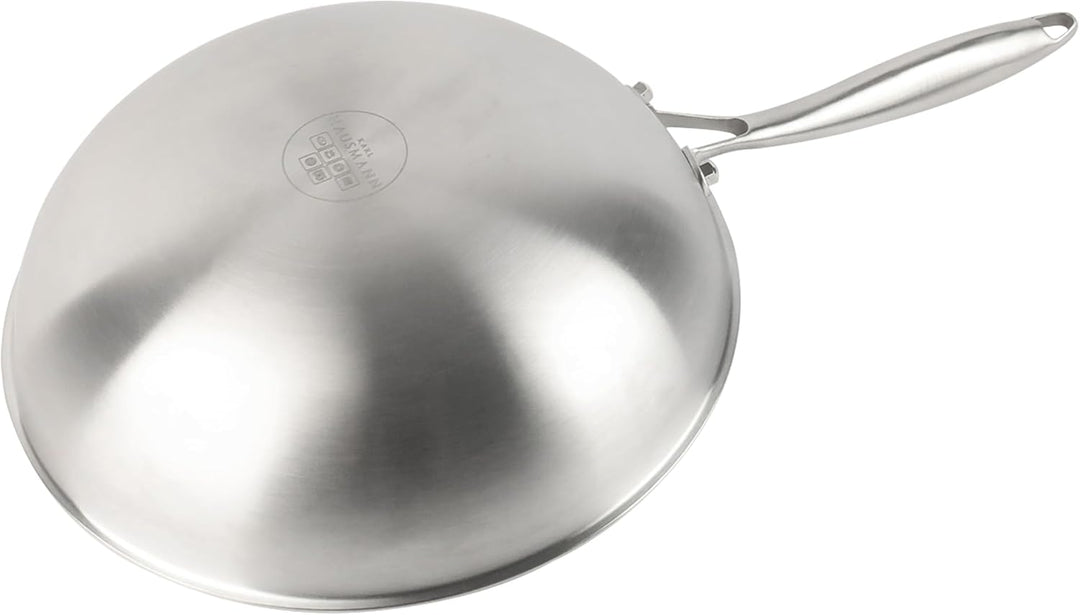 KARL HAUSMANN Wok Pfanne 30 cm Edelstahl mit Honeycomb Struktur - Kratzfester Antihaft Wok für Induk