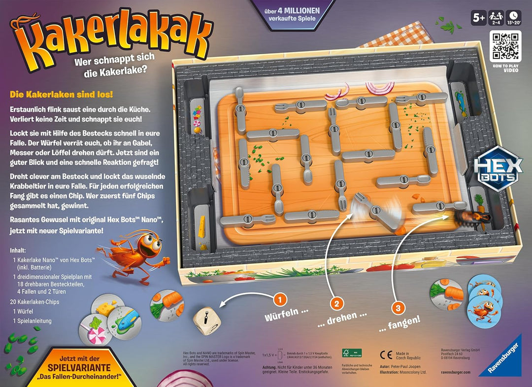 Ravensburger 20800 - Kakerlakak - Aktionsspiel mit elektronischer Kakerlake, Kinderspiele ab 5 Jahre