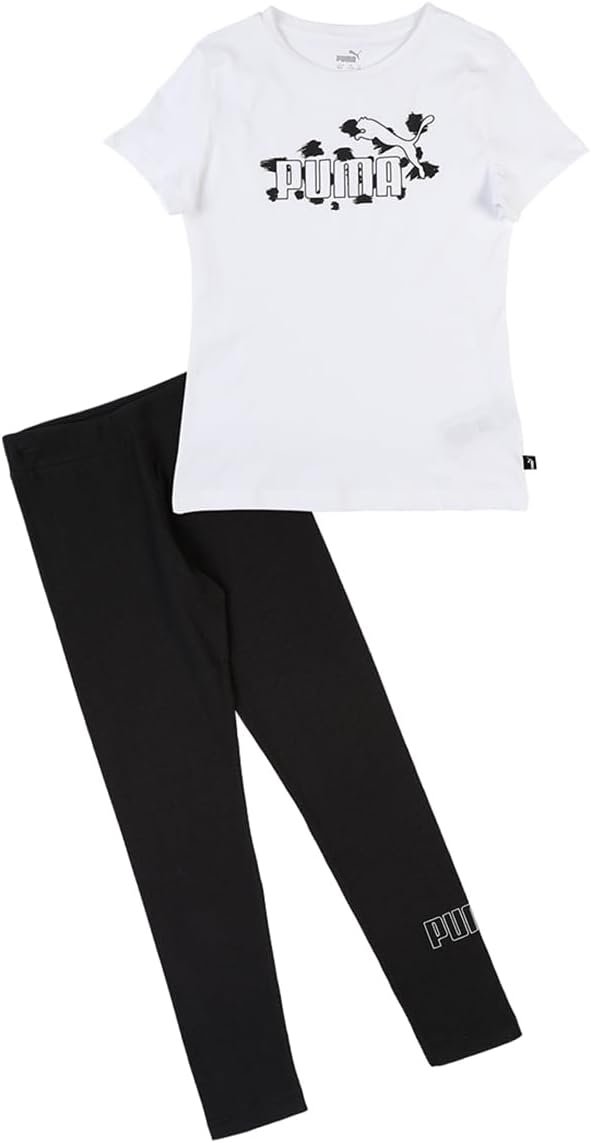 PUMA Unisex Graphic Tee & Leggings Set G Jogginganzug 176 Puma White-puma Schwarz, 176 Puma White-pu