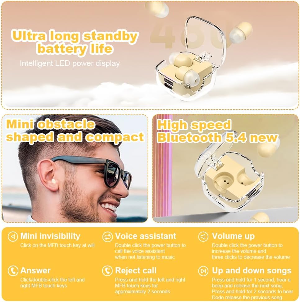 Mini Unsichtbare Kopfhörer Bluetooth Kabellos, Unsichtbare Kleine Schlaf Kopfhörer, In Ear Kleinste