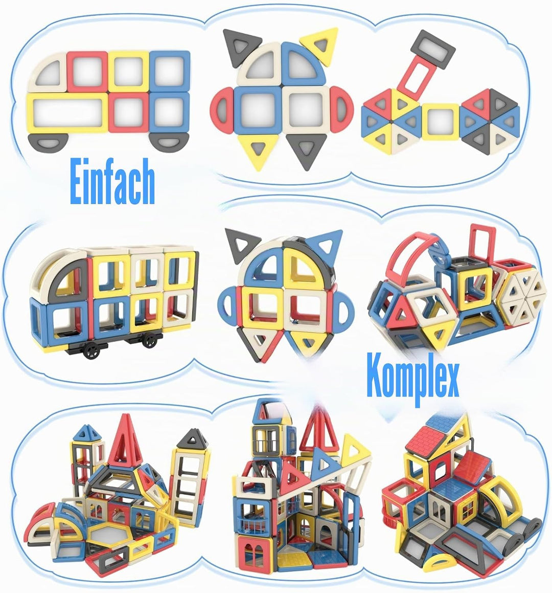 ASOK Mini Size 169PCS magnetisches Baustein-Set, pädagogisches STEM Konstruktionsspielzeug für Kinde