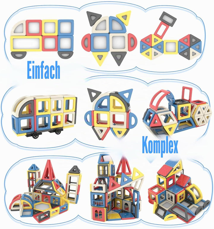 ASOK Mini Size 169PCS magnetisches Baustein-Set, pädagogisches STEM Konstruktionsspielzeug für Kinde