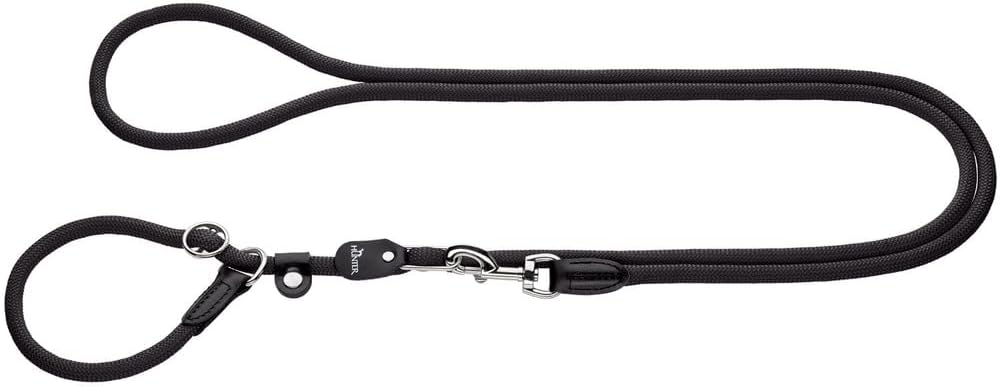 HUNTER Freestyle Retrieverleine, Tau, mit integrierter Halsung, robust, wetterfest, 1,0/260 cm, schw