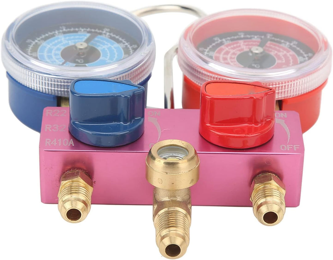 Verteilermanometer, Mini-Fluorid-Kältemittel-Manometer für R22, R32, R410A-Kältemittel, G1 / 4-Metal