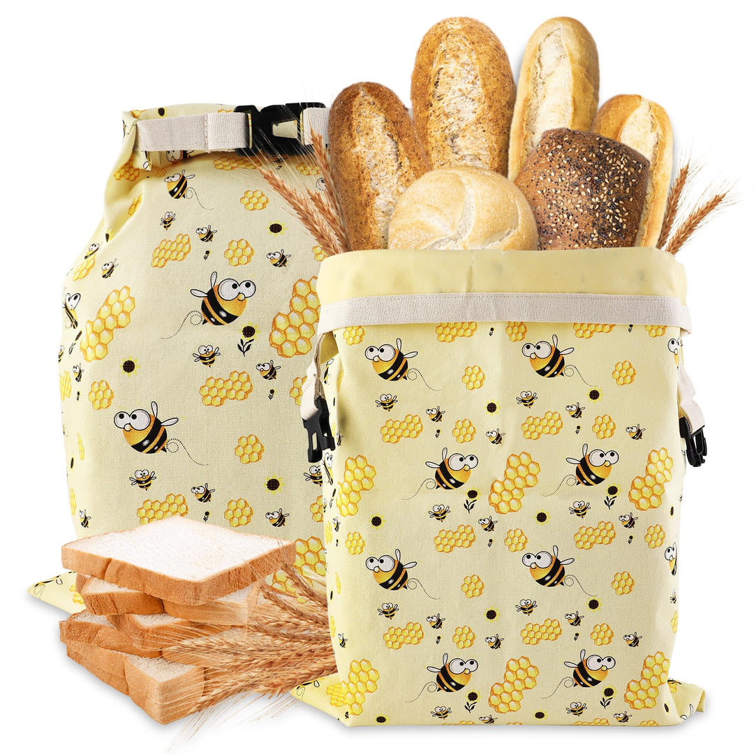 2 Stück Bienenwachs Brotbeutel Gross, Wiederverwendbare Brotbeutel mit Bienenwachs, 43x33 cm Brotbeu